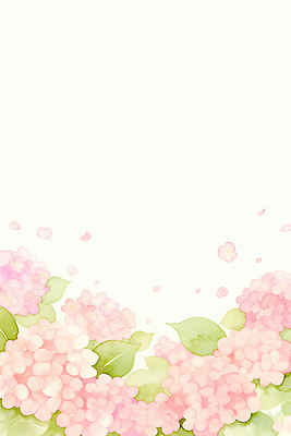 JPG 식물 꽃 분홍색 백그라운드 잎 일러스트 자연 하늘 수채화 봄 수국 뷰티풀 국내일러스트 AI일러스트 AI콘텐츠 계절 컬러 생태계 파일형식