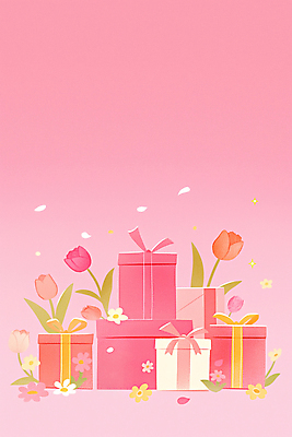 JPG 기념일 꽃 분홍색 꽃다발 일러스트 선물 이벤트 장식 상자 파티 봄 튤립 축하 국내일러스트 AI일러스트 AI콘텐츠 식물 계절 컬러 컨셉 파일형식