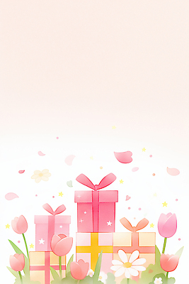 JPG 식물 기념일 꽃잎 꽃 분홍색 일러스트 선물 이벤트 장식 상자 축제 봄 기쁨 축하 분위기 뷰티풀 국내일러스트 AI일러스트 AI콘텐츠 계절 감정 컬러 컨셉 파일형식