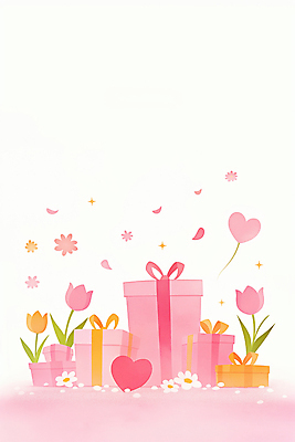 JPG 기념일 꽃잎 꽃 분홍색 일러스트 선물 사랑 이벤트 장식 상자 파티 축제 봄 하트 국내일러스트 AI일러스트 AI콘텐츠 모양 식물 계절 감정 컬러 파일형식