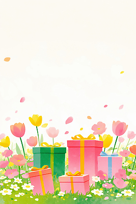 JPG 꽃잎 꽃 꽃밭 일러스트 바람 선물 잔디 상자 축제 봄 화사함 국내일러스트 AI일러스트 AI콘텐츠 자연요소 식물 계절 컨셉 날씨 파일형식