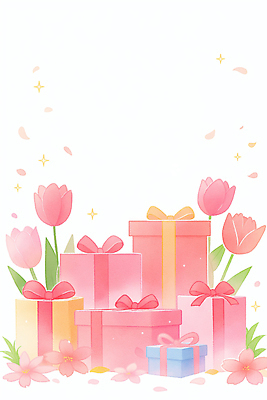 JPG 식물 기념일 꽃 리본 분홍색 일러스트 결혼식 선물 이벤트 장식 상자 봄 축하 생일 화사함 국내일러스트 AI일러스트 AI콘텐츠 계절 컬러 결혼 컨셉 파일형식