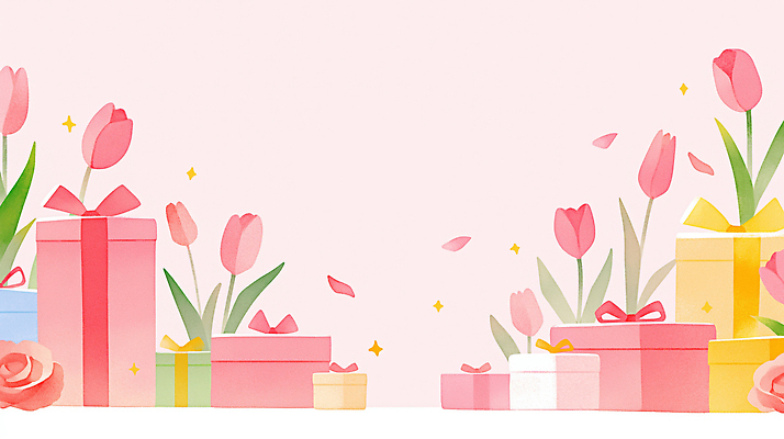 JPG 식물 꽃 분홍색 일러스트 선물포장 선물 사랑 이벤트 장식 상자 봄 기쁨 축하 생일 뷰티풀 국내일러스트 AI일러스트 AI콘텐츠 계절 기념일 감정 컬러 컨셉 포장 파일형식