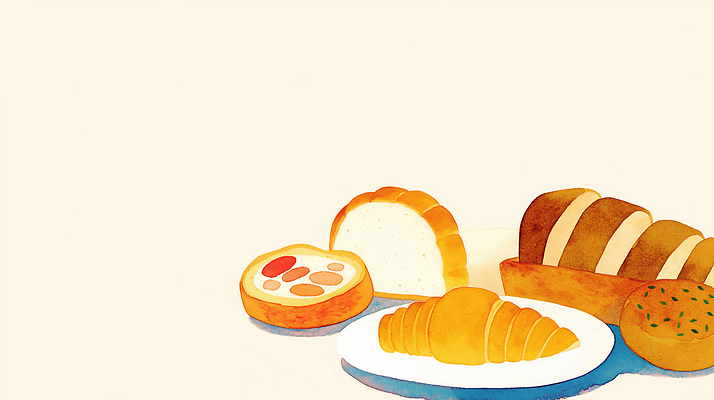 JPG 음식 빵 일러스트 디저트 요리 식사 빵집 맛 아침식사 크루아상 식빵 국내일러스트 AI일러스트 AI콘텐츠 컨셉 상점 파일형식