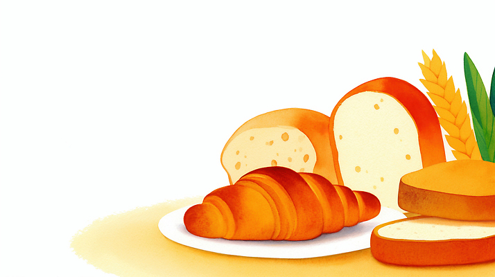 JPG 접시 음식 빵 일러스트 디저트 곡류 건강 요리 식사 빵집 크루아상 먹거리 국내일러스트 AI일러스트 AI콘텐츠 식기 상점 파일형식