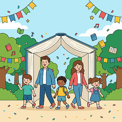공공시설 감정 다수 관계 모션 표정 사람 생태계 파일형식 벡터 가족 걷기 공원 책 문 깃발 즐거움 자연 풍경 오후 여러명 커뮤니티 웃음 어린이 이벤트 국내일러스트 일러스트 AI파일 독서