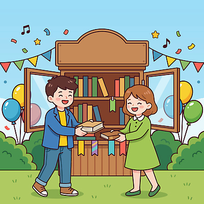 여자 남자 어린이 음악 일러스트 모션 웃음 사람 이벤트 야외 장식 책 독서 축제 공간 거래 도서관 즐거움 커뮤니티 풍선 교류 서점 국내일러스트 AI파일 교육 감정 문화예술 표정 상점 파일형식 벡터