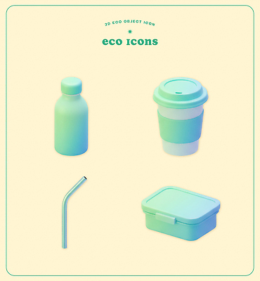 PSD 편집이미지 빨대 자연보호 환경 재활용 커피잔 플라스틱 물병 에코 도시락 편집3D 커피 음식 자연 재질 잔 3D 보호 물통 친환경 파일형식