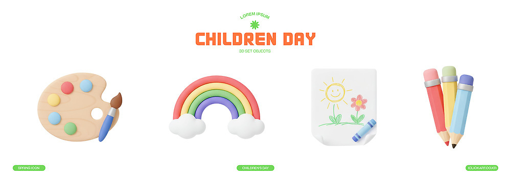 PSD 편집이미지 종이 어린이 예술 무지개 페인팅 색연필 도구 색칠 팔레트 어린이날 그림 크레파스 창의력 편집3D 자연요소 기념일 학용품 사람 3D 파일형식