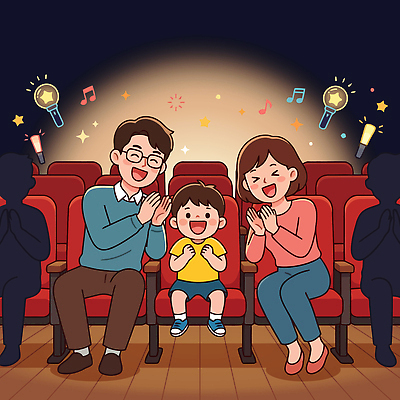 감정 가구 컨셉 가족 관계 표정 사람 이벤트 파일형식 벡터 공연 부모 어린이 손뼉 웃음 즐거움 의자 조명 분위기 관람 무대 모션 기쁨 참여 시간 행복 체험 국내일러스트 일러스트 AI파일 장기자랑