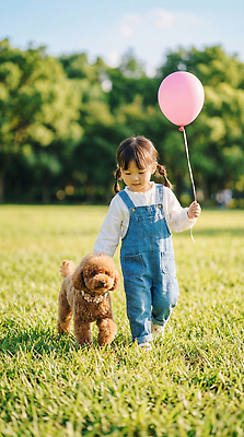 JPG 나무 동물 편집이미지 공원 행복 어린이 가족 소녀 잔디 친구 햇빛 산책 강아지 푸들 풍선 의료성형뷰티 편집실사 AI인물포토 AI콘텐츠 식물 공공시설 여자 감정 관계 휴식 사람 반려동물 태양 개 CG 파일형식 AI포토