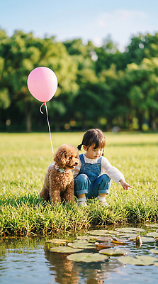 JPG 편집이미지 호수 어린이 가족 자연 소녀 잔디 친구 물가 강아지 즐거움 푸들 풍선 의료성형뷰티 편집실사 AI인물포토 AI콘텐츠 식물 여자 감정 관계 사람 풍경 반려동물 개 CG 생태계 파일형식 AI포토