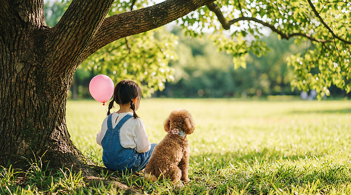 JPG 나무 동물 편집이미지 응시 공원 어린이 자연 함께함 앉기 소녀 친구 강아지 즐거움 푸들 풍선 놀기 의료성형뷰티 편집실사 AI인물포토 AI콘텐츠 식물 시선 공공시설 여자 감정 컨셉 관계 모션 사람 반려동물 개 CG 생태계 파일형식 AI포토