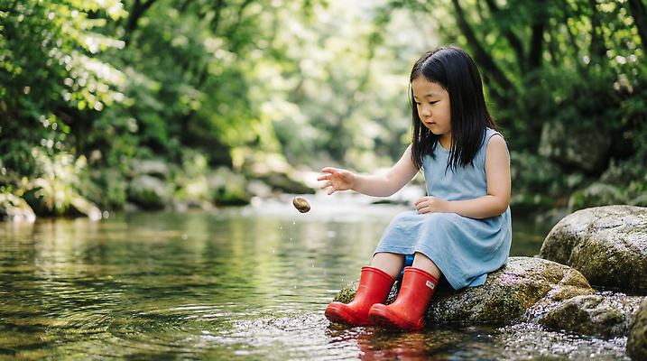 JPG 나무 편집이미지 자연 놀이 장화 소녀 물 여름 계곡 물가 개울 던지기 의료성형뷰티 편집실사 AI인물포토 AI콘텐츠 자연요소 식물 계절 여자 어린이 신발 모션 풍경 강 CG 생태계 파일형식 AI포토