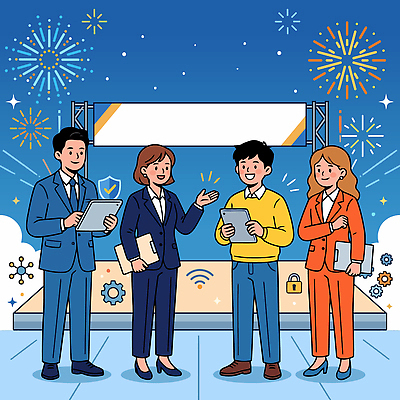 직업 다수 컨셉 회사 비즈니스 모션 놀이 말하기 사람 네트워크 보안 파일형식 벡터 회의 네트워킹 여러명 자료 공유 대화 무대 불꽃놀이 사무실 협력 발표 소통 직장 전문직 설명 기술 이벤트 국내일러스트 일러스트 AI파일 인터넷보안