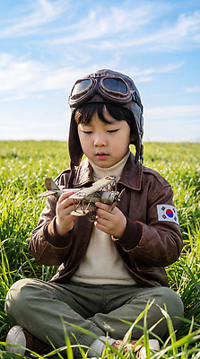 JPG 편집이미지 행복 어린이 상상 자연 놀이 하늘 비행기 소년 초원 태극기 파일럿 집중 즐거움 의료성형뷰티 편집실사 AI인물포토 AI콘텐츠 직업 남자 감정 컨셉 항공교통 대중교통 사람 국기 CG 생태계 파일형식 AI포토