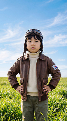 JPG 편집이미지 어린이 자연 한국 소년 초원 태극기 파일럿 의료성형뷰티 편집실사 AI인물포토 AI콘텐츠 직업 남자 아시아 사람 국기 CG 생태계 파일형식 AI포토