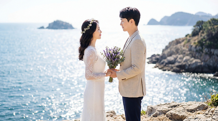 JPG 편집이미지 커플 여자 남자 바다 부케 웨딩드레스 신랑 결혼 결혼식 사랑 풍경 턱시도 해변 손잡기 사진촬영 순간 신랑신부 의료성형뷰티 셀프웨딩 편집실사 AI인물포토 AI콘텐츠 드레스 감정 신부_웨딩 꽃다발 관계 모션 사람 정장 이벤트 촬영 CG 파일형식 웨딩촬영 AI포토