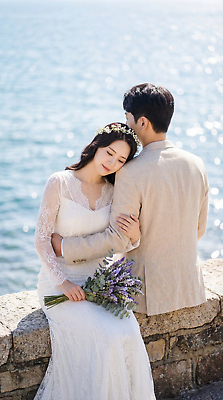 JPG 편집이미지 커플 여자 남자 행복 바다 꽃다발 부케 웨딩드레스 신랑 결혼 포옹 결혼식 사랑 풍경 턱시도 해변 사진촬영 촬영 신랑신부 의료성형뷰티 셀프웨딩 편집실사 AI인물포토 AI콘텐츠 드레스 꽃 감정 신부_웨딩 관계 안기 사람 정장 이벤트 CG 파일형식 웨딩촬영 AI포토