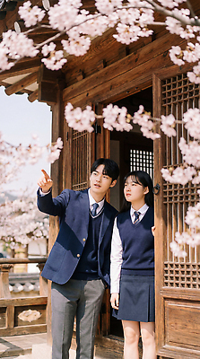 JPG 나무 편집이미지 학생 여자 남자 꽃 교복 학교 이야기 풍경 건물 친구 청춘 소풍 봄 벚꽃 벚나무 즐거움 만개 순간 의료성형뷰티 편집실사 AI인물포토 AI콘텐츠 식물 건축물 옷 계절 교육 감정 컨셉 관계 사람 야외활동 CG 파일형식 AI포토