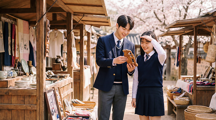 JPG 나무 편집이미지 학생 전통 여자 남자 교복 인형 모션 이야기 웃음 사람 친구 청춘 봄 시장 벚나무 구매 오브젝트 진열장 김밥 의료성형뷰티 편집실사 AI인물포토 AI콘텐츠 식물 옷 계절 음식 컨셉 관계 표정 쇼핑 벚꽃 CG 파일형식 AI포토