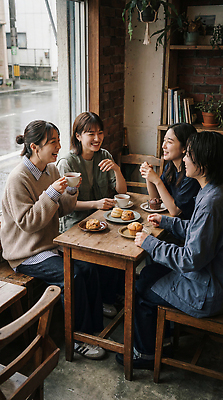 JPG 편집이미지 여자 음료 여행 디저트 실내 대화 웃음 취미 친구 식사 우정 카페 만남 즐거움 의료성형뷰티 편집실사 AI인물포토 AI콘텐츠 감정 음식 컨셉 관계 표정 말하기 사람 내부 상점 CG 파일형식 AI포토