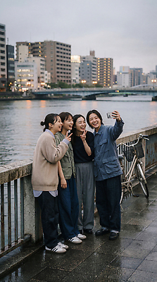 JPG 편집이미지 여자 여행 기념 웃음 풍경 건물 친구 자전거 우정 모임 도시 저녁 강가 셀프카메라 즐거움 순간 의료성형뷰티 편집실사 AI인물포토 AI콘텐츠 건축물 감정 관계 표정 사람 강 바이크 사진촬영 밤 야간 CG 파일형식 AI포토