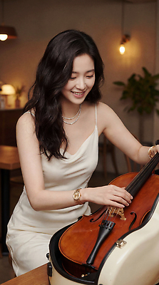 JPG 편집이미지 여자 악기 음악 연주 실내 미소 연주자 편안함 손목시계 즐거움 첼로 의료성형뷰티 편집실사 AI인물포토 AI콘텐츠 감정 시계 장신구 문화예술 표정 사람 내부 음악가 감각 CG 파일형식 찰현악기 AI포토