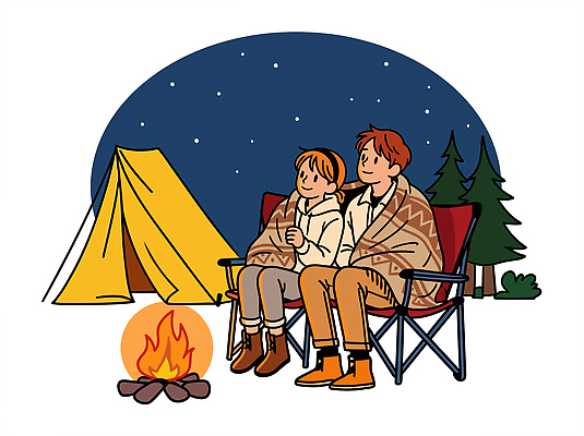 자연요소 가구 컨셉 관계 불 레저 캠핑도구 사람 생활 감각 생태계 파일형식 벡터 캠핑 모닥불 텐트 별 이야기 친구 의자 따뜻함 공간 자연 야외 포근함 취미 모션 휴식 분위기 가족 라이프 국내일러스트 일러스트 AI파일 성인 남자 여자