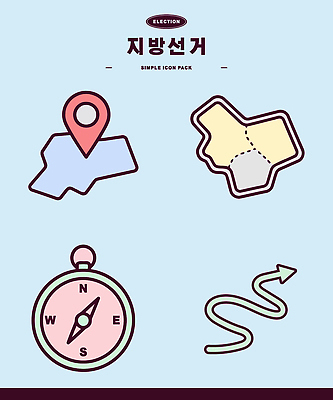도형 지도 일러스트 이벤트 정보 나침반 투표 방향 위치 경로 표기 표식 지방선거 국내일러스트 AI파일 기록 선거 파일형식 벡터