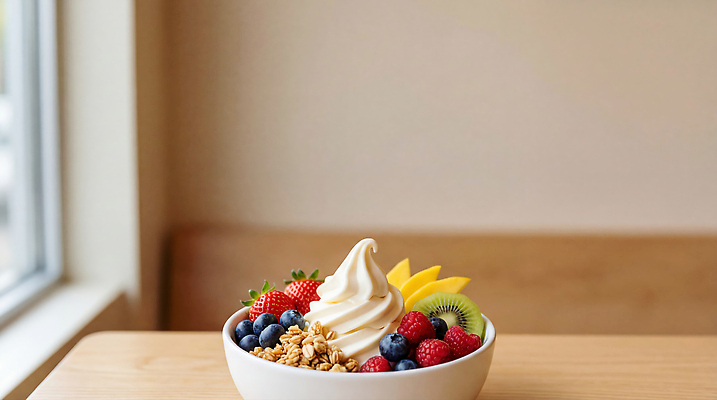 JPG 편집이미지 그릇 음식 과일 탁자 딸기 아이스크림 디저트 키위 신선 블루베리 산딸기 망고 그래놀라 요거트볼 편집실사 AI포토 AI콘텐츠 식기 가구 CG 열대과일 요거트 파일형식