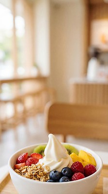 JPG 편집이미지 과일 탁자 디저트 건강 햇빛 식사 카페 편안함 요거트 그래놀라 요거트볼 편집실사 AI포토 AI콘텐츠 음식 가구 유제품 태양 상점 감각 CG 파일형식