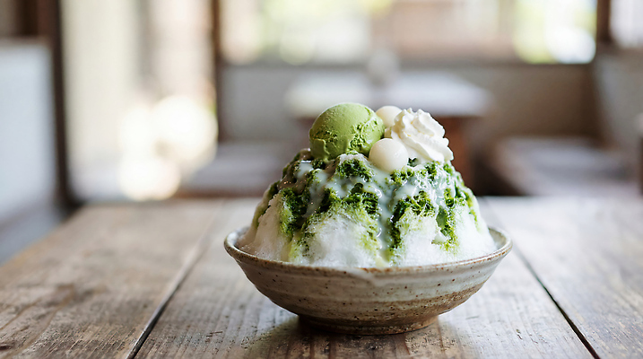 JPG 편집이미지 그릇 음식 탁자 아이스크림 디저트 한국 여름 차가움 녹차 생크림 빙수 말차 편집실사 AI포토 AI콘텐츠 식기 계절 아시아 가구 차_음료 크림 CG 파일형식