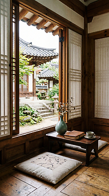 JPG 나무 편집이미지 전통 쿠션 창문 자연 탁자 휴식 한옥 한국 책 여름 정원 기와지붕 돌계단 안방 편집실사 AI포토 AI콘텐츠 식물 한국전통 계절 아시아 가구 컨셉 고건축 지붕 기와 계단 돌 바위 CG 생태계 파일형식