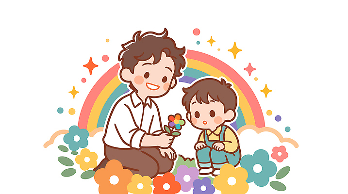 자연요소 식물 공공시설 꽃 감정 가족 관계 표정 말하기 사람 5월 생태계 파일형식 벡터 아빠 아들 웃음 무지개 자연 행복 교육 육아 사랑 꽃밭 공원 어린이 대화 AI파일 국내일러스트 일러스트 가정의달