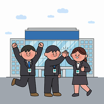 손 여자 남자 행복 일러스트 모션 협력 직장 웃음 정장 주먹 기쁨 축하 그룹 직원 취업준비생 채용박람회 국내일러스트 AI파일 옷 감정 컨셉 회사 표정 사람 신체부위 구직 박람회 파일형식 벡터