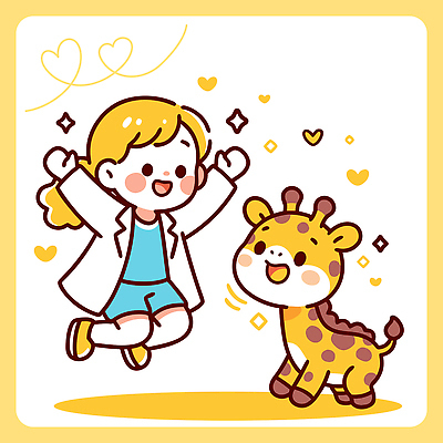 동물 행복 어린이 일러스트 모션 사랑 웃음 풍경 일상 친구 귀여움 점프 성장 기린 즐거움 그림 소통 상호작용 국내일러스트 AI파일 감정 컨셉 포유류 관계 표정 사람 라이프 파일형식 벡터