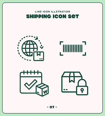 일러스트 세트 상자 세계 지구본 운송업 운반 계획 상품 배송 택배 잠금 바코드 패키지 물류 국내일러스트 AI파일 산업 컨셉 보안 파일형식 벡터