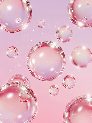 JPG 모양 편집이미지 분홍색 백그라운드 장식 물 빛 반짝임 반사 디지털 거품 물방울 투명 비눗방울 크기 장면 버블 이미지편집 AI컴퓨터그래픽 AI콘텐츠 자연요소 컬러 모션 파일형식