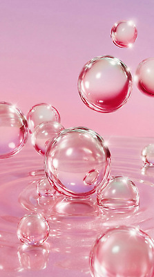 JPG 편집이미지 분홍색 백그라운드 모션 장식 물 빛 반사 방울 물방울 투명 비눗방울 장면 풍선 버블 이미지편집 AI컴퓨터그래픽 AI콘텐츠 자연요소 컬러 파일형식
