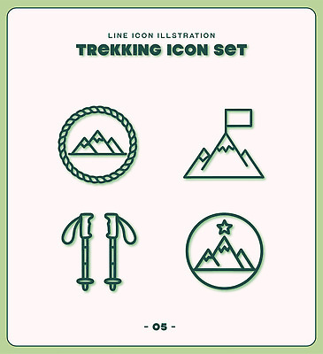 레저 트래킹 생태계 등산용품 파일형식 벡터 산 배너 등산 장비 등산스틱 자연 여행 탐험 AI파일 일러스트 국내일러스트