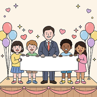 배너 남자 어린이 일러스트 가족 기념 건강 웃음 이벤트 여러명 장식 친구 기쁨 모임 무대 하트 축하 즐거움 풍선 국내일러스트 AI파일 모양 감정 다수 컨셉 관계 표정 사람 파일형식 벡터