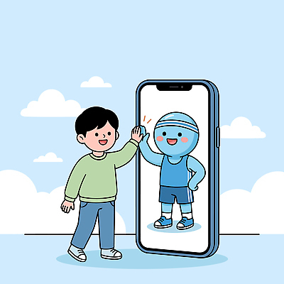 남자 감정 어린이 컨셉 관계 모션 표정 건강 사람 신체부위 핸드폰 스마트기기 예절 파일형식 벡터 소년 스마트폰 손 인사 야외 스크린 만남 웃음 소통 즐거움 하늘 친구 운동 손짓 국내일러스트 일러스트 AI파일