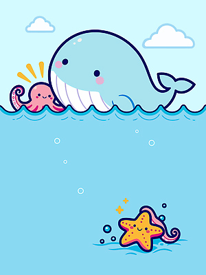 자연요소 동물 컨셉 포유류 어패류 연체동물 어류 수중동물 파일형식 벡터 고래 문어 바다 물 수중 상어 조개 환경 귀여움 국내일러스트 일러스트 AI파일