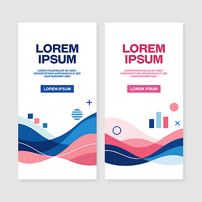 템플릿 디자인 배너 배너템플릿 세로배너 물결 분홍색 백그라운드 텍스트 그래픽 파란색 모던 심플 배너세트 AI파일 컬러 세로 세트 파일형식 벡터