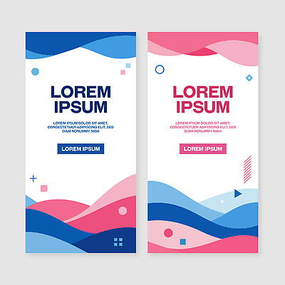 템플릿 배너 선 컬러 컨셉 세로 세트 파일형식 벡터 그래픽 파란색 분홍색 곡선 도형 아이디어 표현 배너템플릿 AI파일 세로배너 배너세트