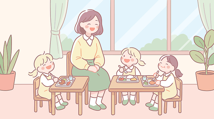 교육 어린이 음식 일러스트 교실 건강 웃음 친구 학습 환경 교사 식사 유치원 즐거움 유치원선생님 국내일러스트 AI파일 직업 감정 학교 관계 표정 사람 파일형식 벡터