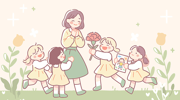 식물 직업 교육 감정 컨셉 학교 관계 표정 사람 교사 파일형식 벡터 어린이 꽃 웃음 즐거움 축하 유치원 친구 모임 사랑 기쁨 수업 교실 소통 국내일러스트 일러스트 AI파일 유치원선생님