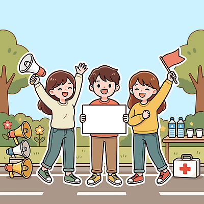 자연요소 감정 컨셉 관계 프레임 표정 경기 육상스포츠 파일형식 벡터 법정기념일 학생 캠페인 팻말 거리 모션 모임 물 웃음 즐거움 소리 확성기 동아리 이벤트 협력 목표 친구 참여 국내일러스트 일러스트 AI파일 마라톤 장애인의날