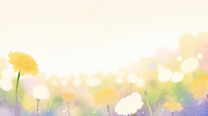 JPG 식물 꽃 일러스트 자연 하늘 풍경 초록색 여름 햇빛 노란색 흰색 민들레 부드러움 화사함 풍요 국내일러스트 AI일러스트 AI콘텐츠 계절 컬러 컨셉 태양 감각 생태계 파일형식